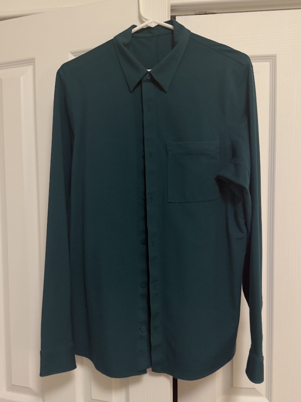 Lululemon Commission Shirt Mens Large Teal Long Sleeve‎ Button Front Performance